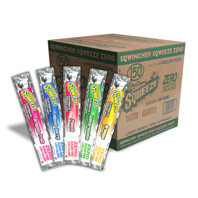 Sqwincher Sqweeze ZERO Sugar Freezer Pops, Assorted Flavors, Pack of 150 